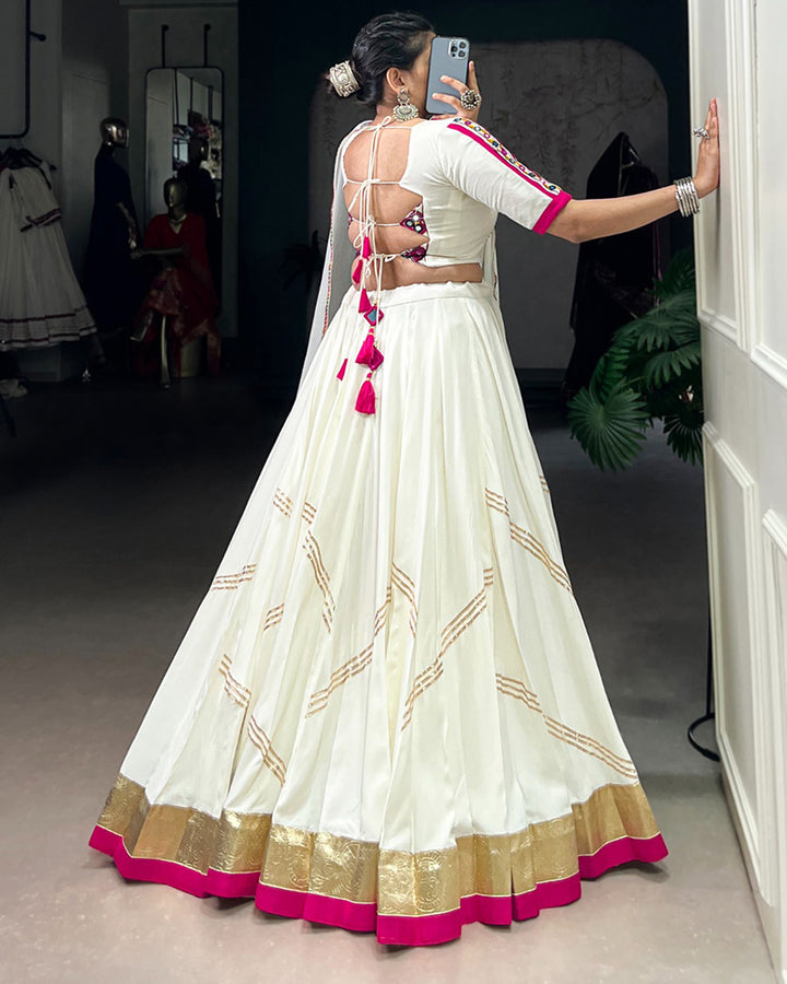 Classic White Color Pure Rayon Navratri Lehenga Choli