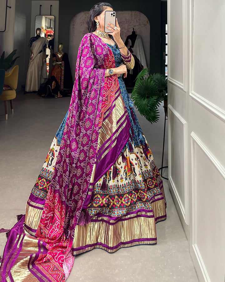 Blue Color With Lagdi Patta Gaji Silk Lehenga Choli