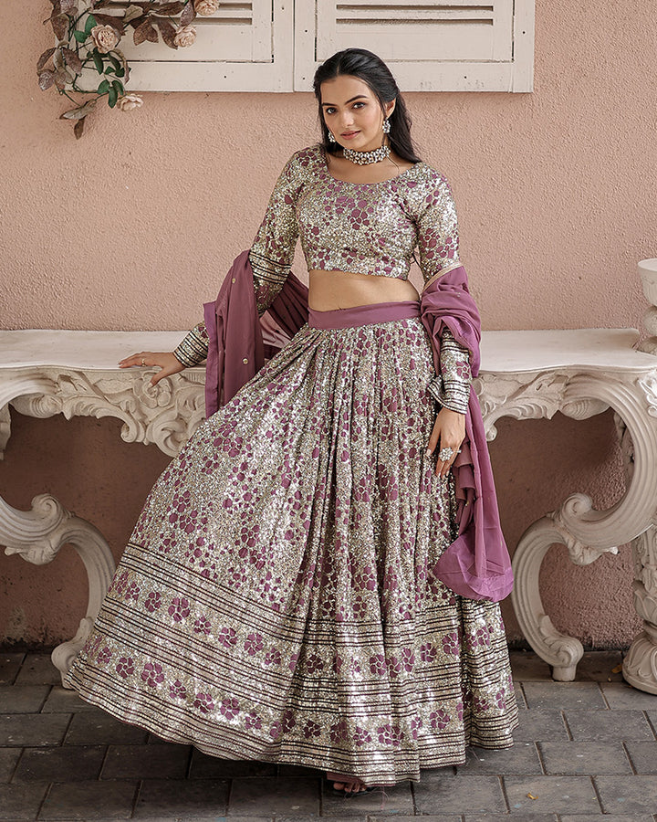 Heavy Designer Onion Color Georgette Embroidery Lehenga Choli