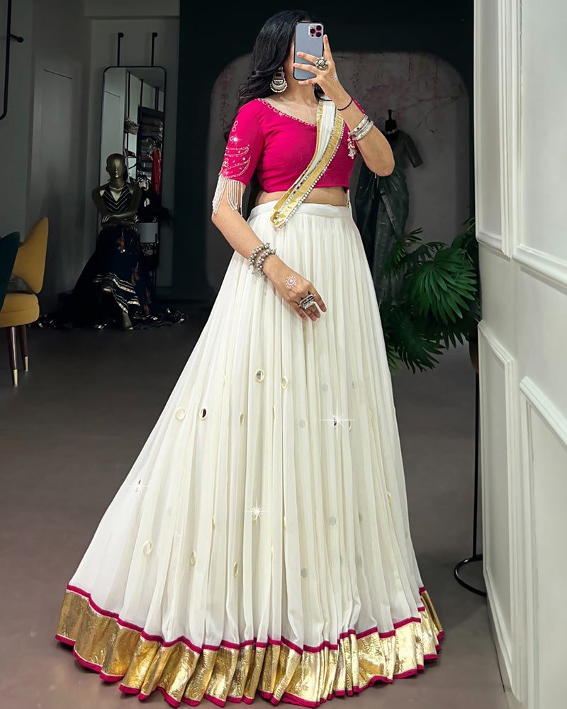 Traditional White Color Lightweight Navratri Lehenga Choli