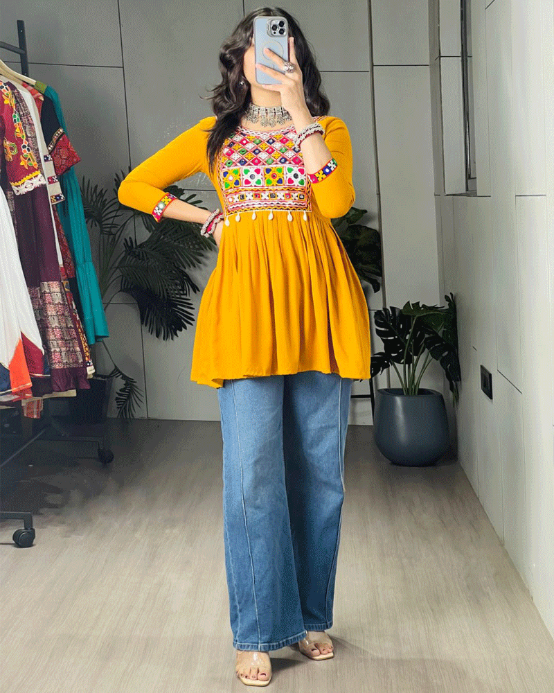 Traditional Three Color Rayon Cotton Navratri Kediya