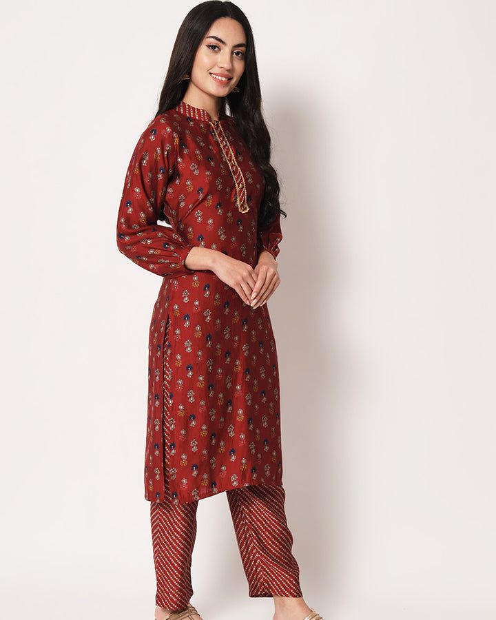 Red Color Chanderi Silk Salwar Suit