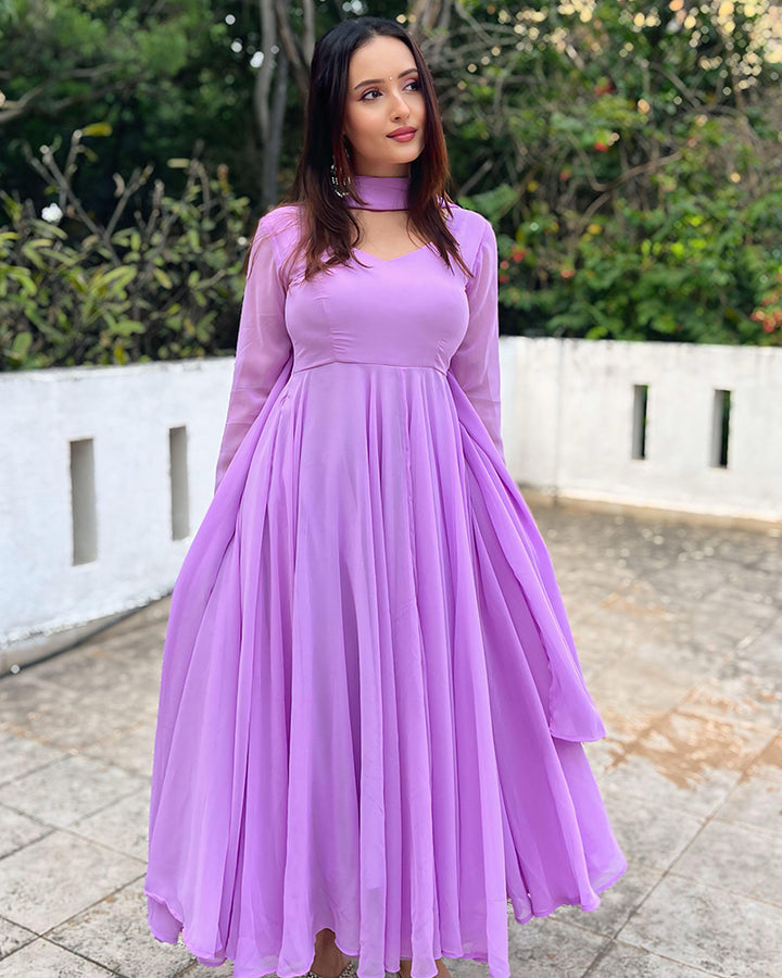 Lavender Color Georgette Anarkali Suit