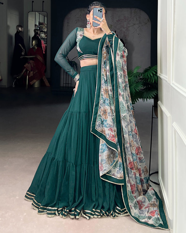 Green Color Marble Navratri Lehenga Choli