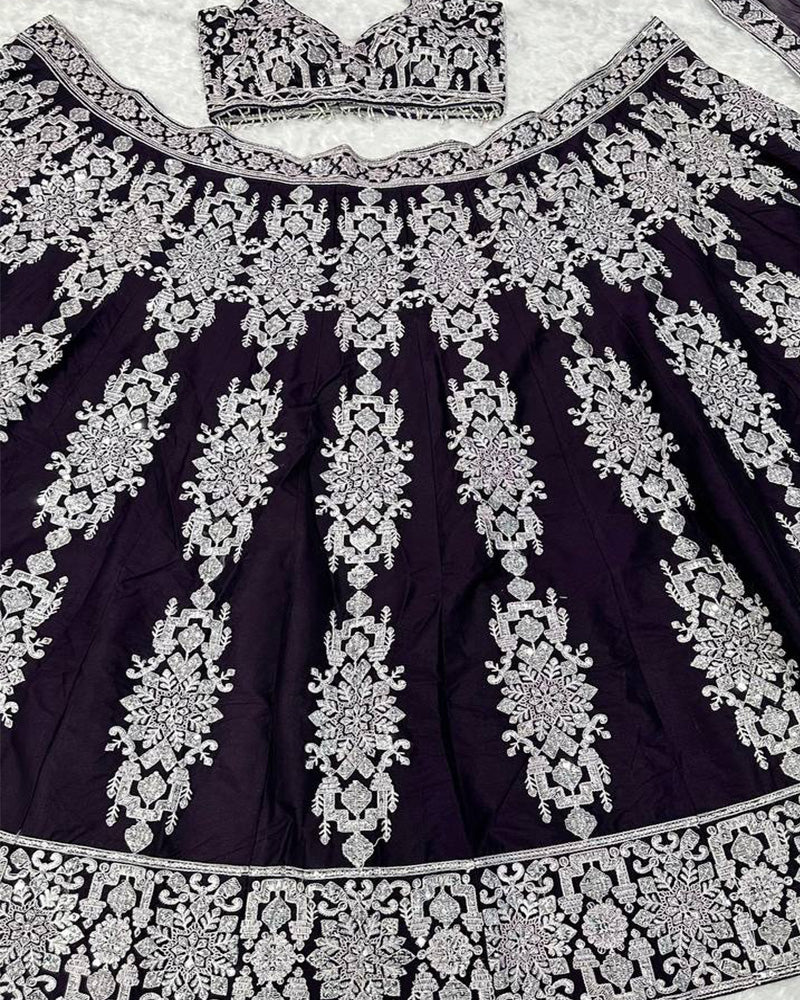Dark Violet Color Kasturi Silk Embroidered Lehenga Choli