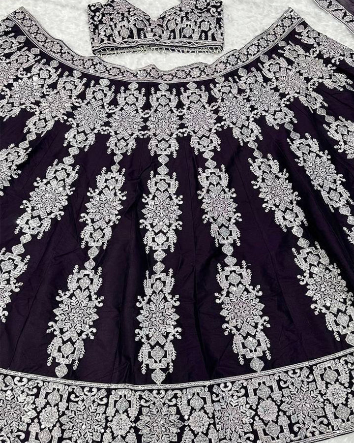 Dark Violet Color Kasturi Silk Embroidered Lehenga Choli