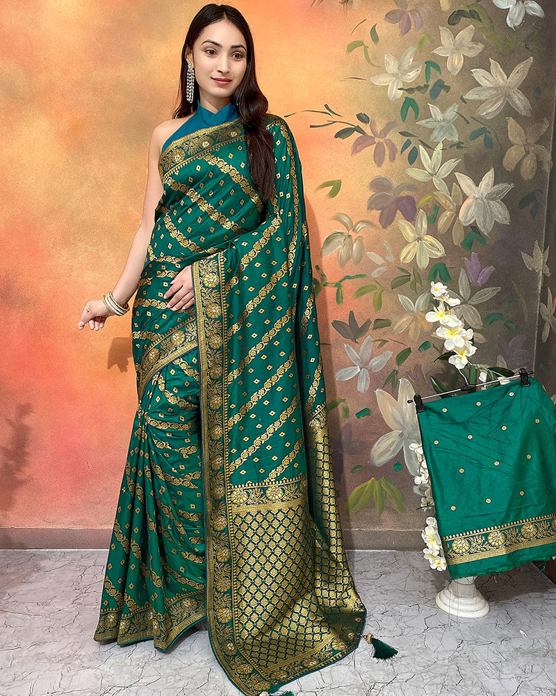 Designer Green Color Dolla Silk Saree