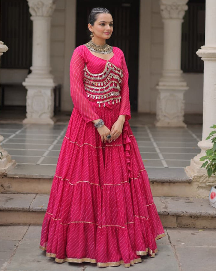 Navratri Special Rani Pink Color Soft Georgette Lehenga Choli
