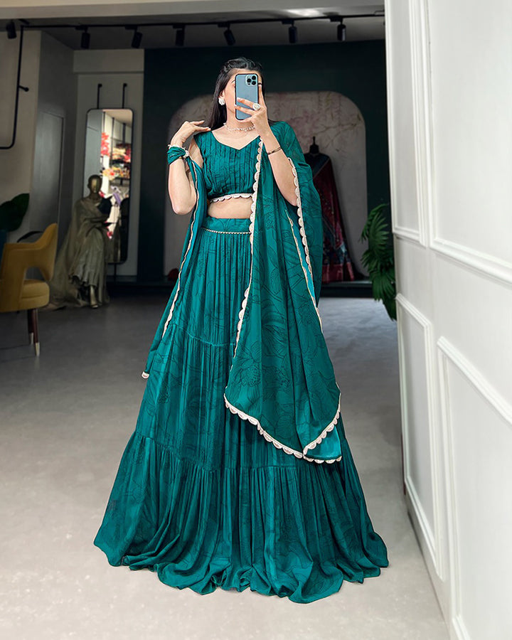 Full Flair Full Stitched Rama Designer Georgette Lehenga Choli