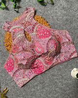 Luvender Color Cotton Silk Embroidered Blouse