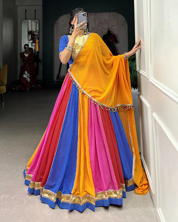 Multi Color Georgette Printed Navratri Lehenga Choli