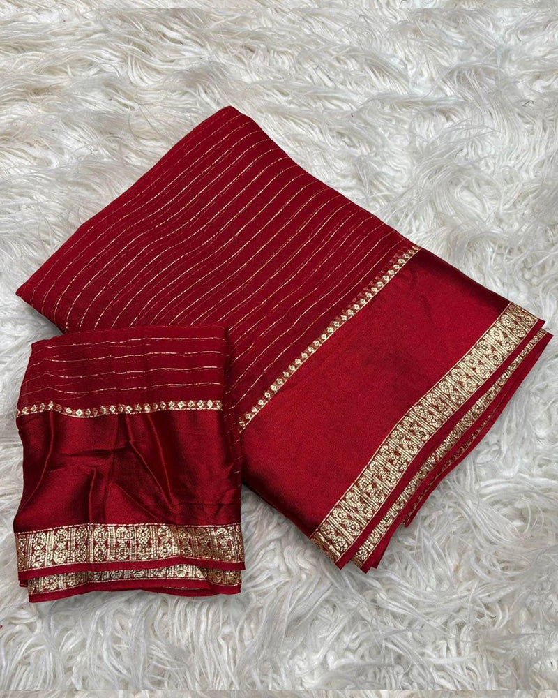 Maroon Color Pure Viscose Georgette Saree