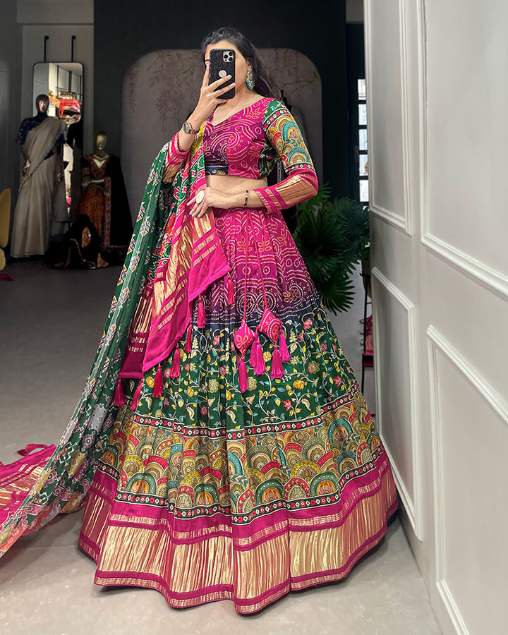 Multi Color Gaji Silk Lehenga Choli