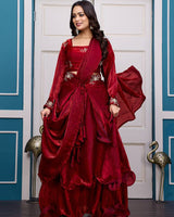 Maroon Color Fendy Satin Silk Embroidered Lehenga Choli