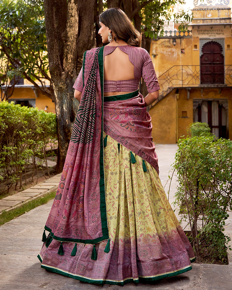 Dusty Mauve Color Vichitra Silk Printed Lehenga Choli