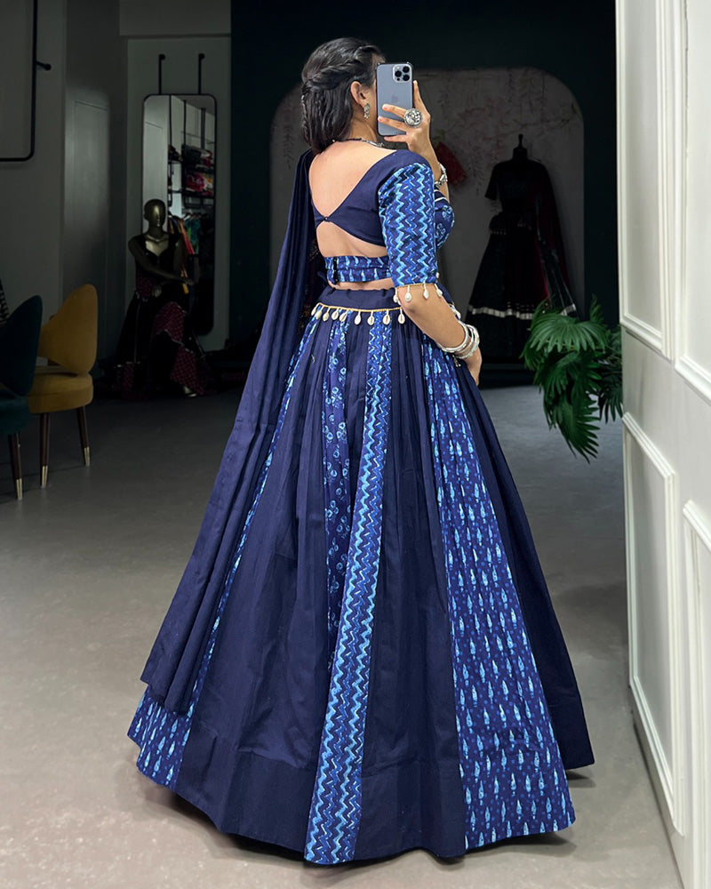 Blue Color Cotton Navratri Lehenga Choli