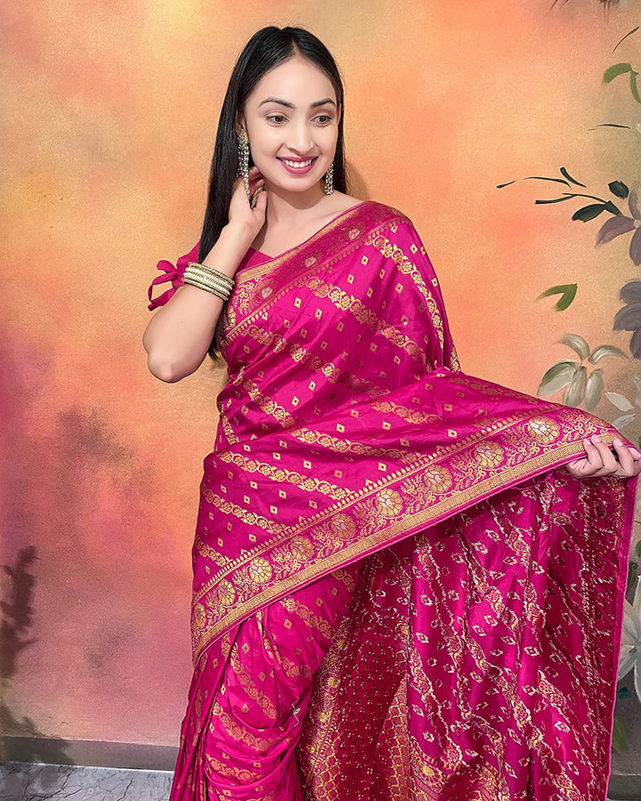 Designer Rani Pink Color Dolla Silk Saree