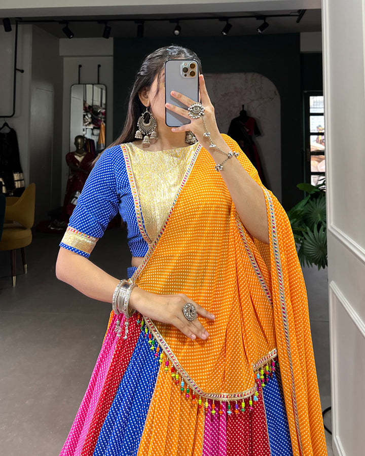 Multi Color Georgette Printed Navratri Lehenga Choli