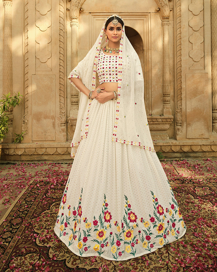 New Design Off White Color Georgette Lehenga Choli
