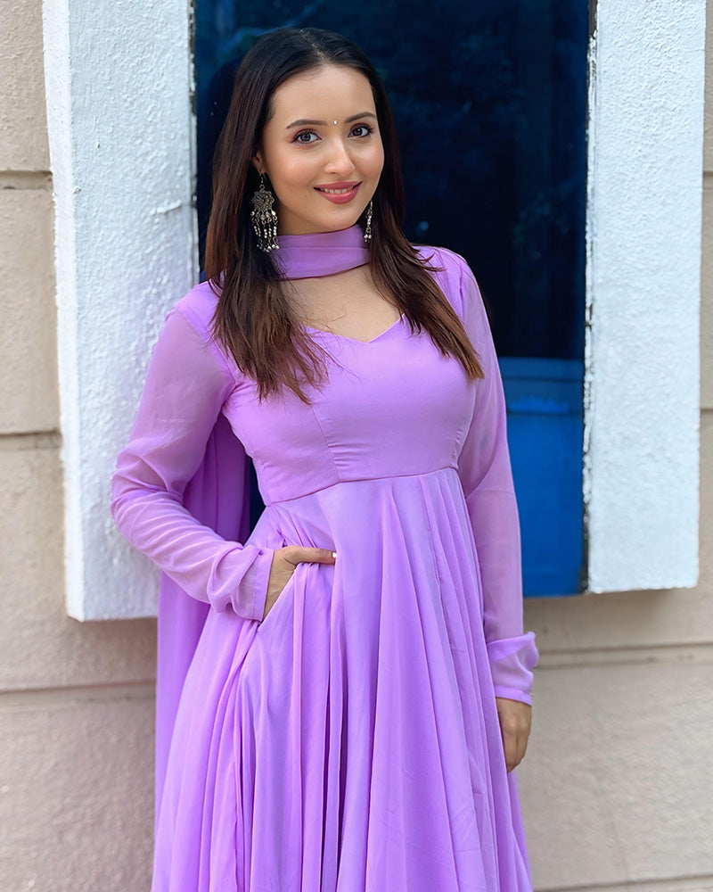 Lavender Color Georgette Anarkali Suit