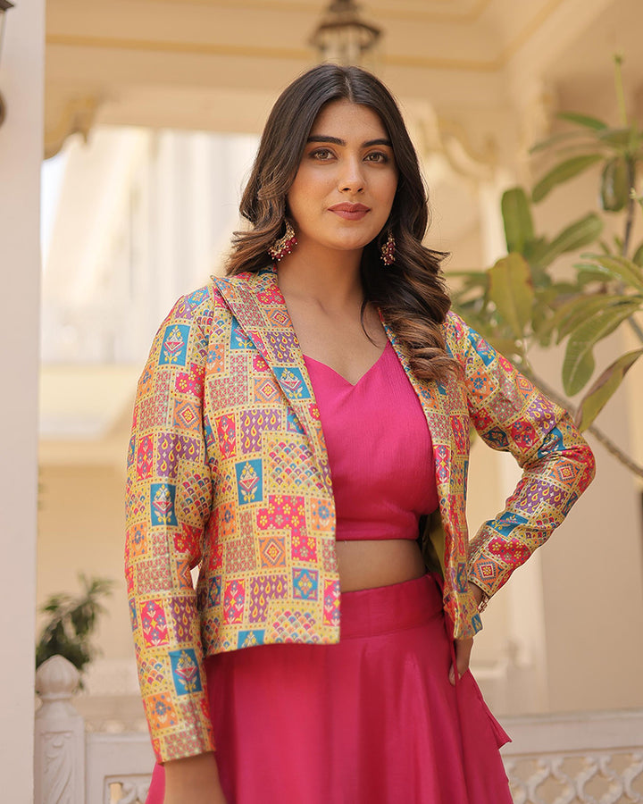 Pink Color Pure Chinon Wedding Lehenga Choli