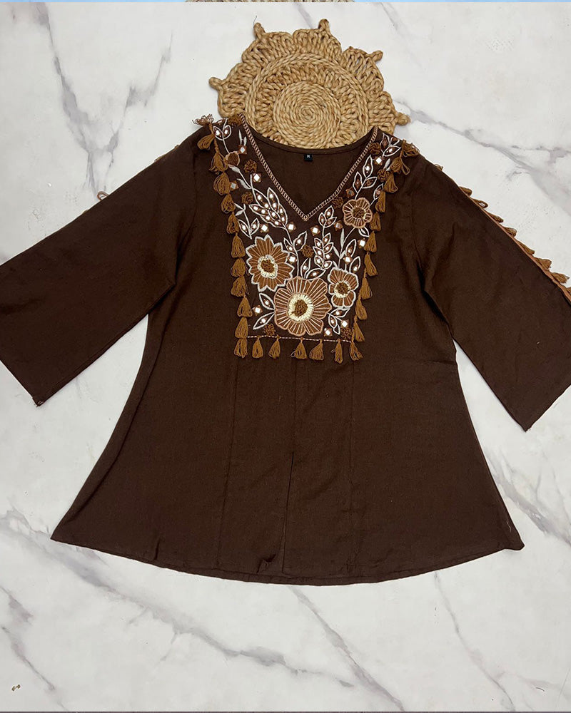 Brown Color Khadi Cotton Co-Ord Set