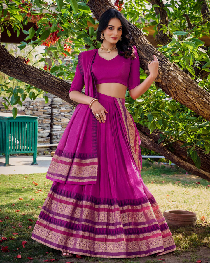 Pink Color Pure Chanderi Zari Work lehenga Choli
