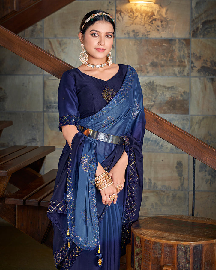 Blue Color Rangoli Silk Saree