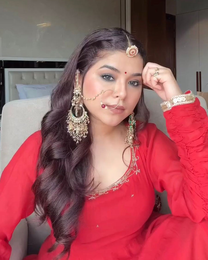 Red Color Georgette Sequence Embroidered Gown