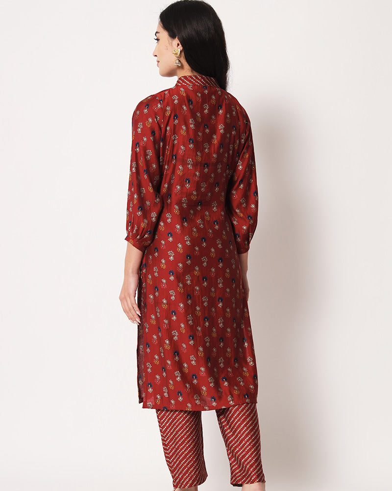 Red Color Chanderi Silk Salwar Suit