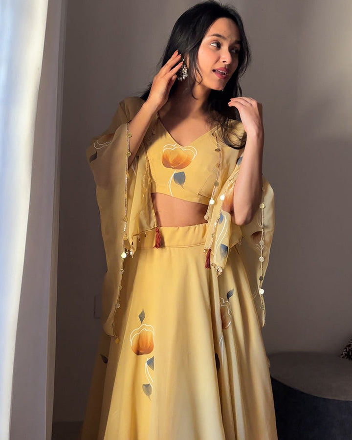 Yellow Color Pure Soft Georgette Lehenga Choli