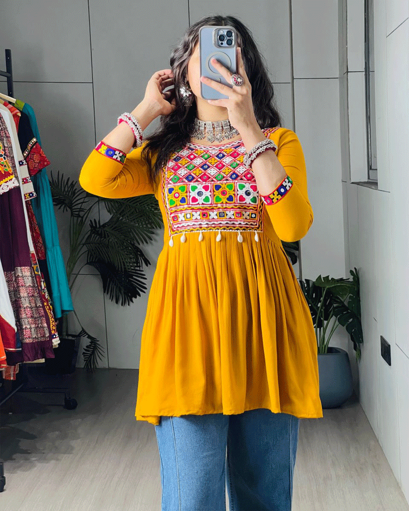Traditional Three Color Rayon Cotton Navratri Kediya
