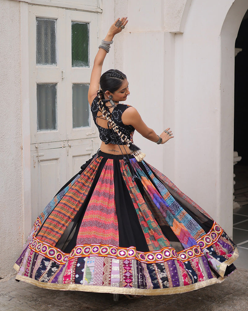Multi Color Georgette Gamthi Navratri Lehenga Choli