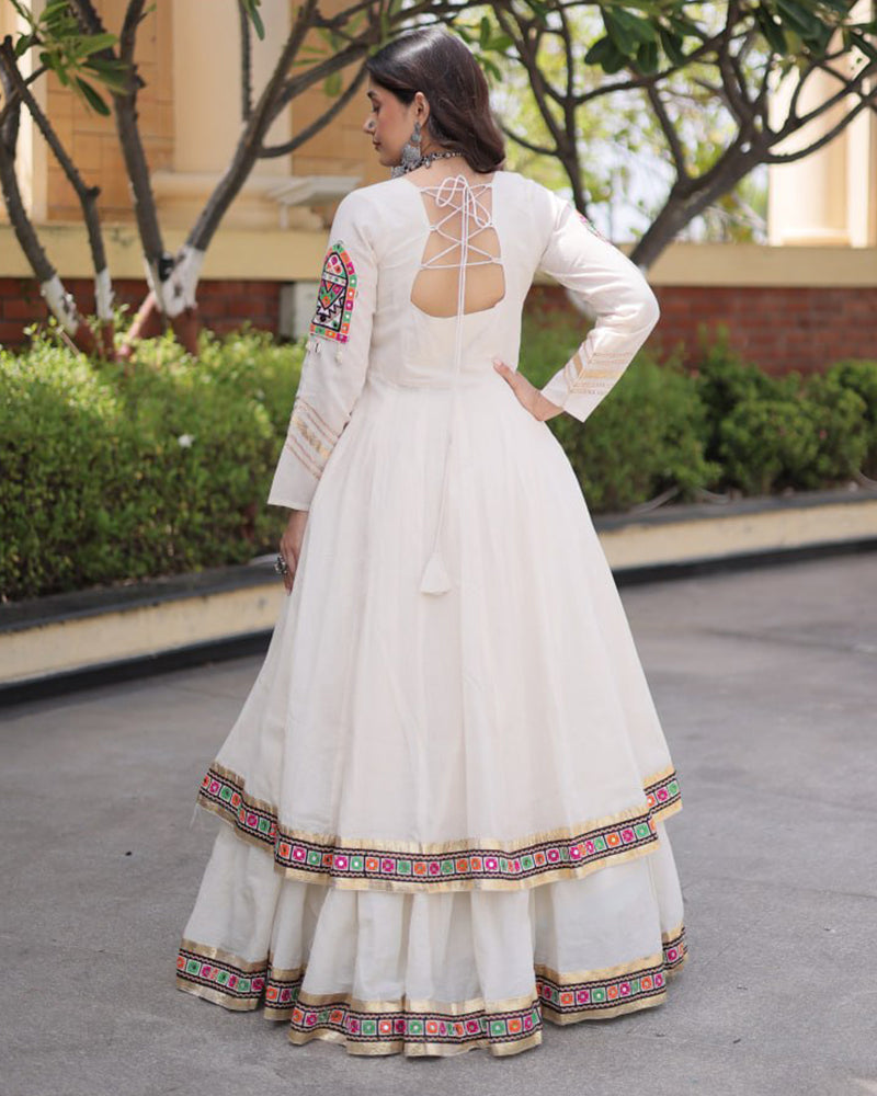 Four Color Traditional Kora Cotton Navratri Lehenga Choli