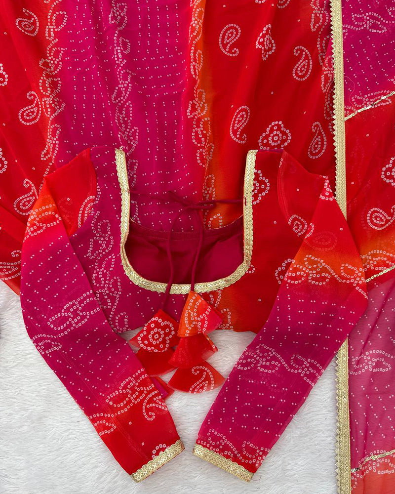 Multi Pink Color Georgette Digital Print Anarkali Suit