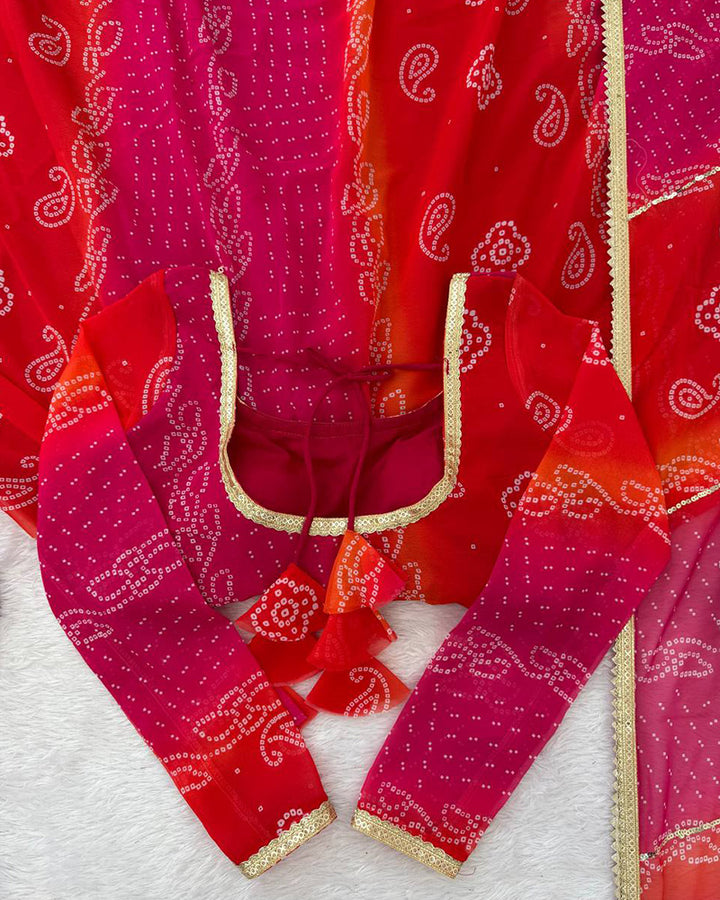 Multi Pink Color Georgette Digital Print Anarkali Suit