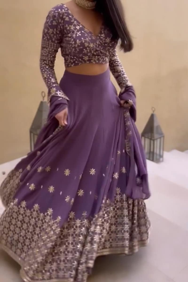 Dusty Onion Designer Sequence Georgette Lehenga Choli