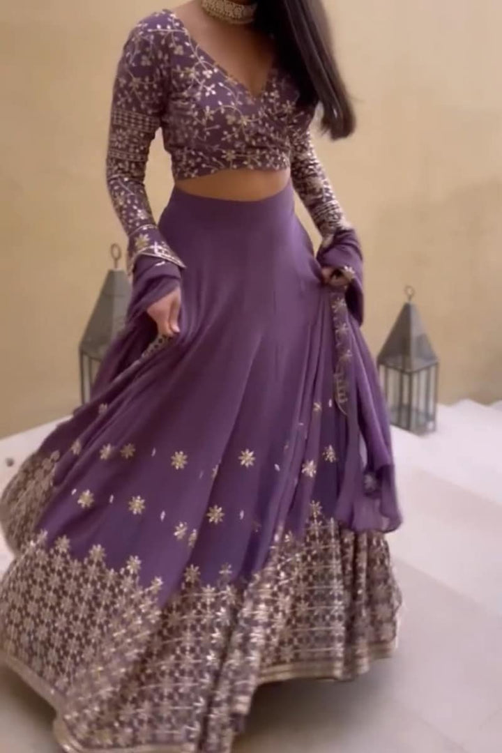 Dusty Onion Designer Sequence Georgette Lehenga Choli