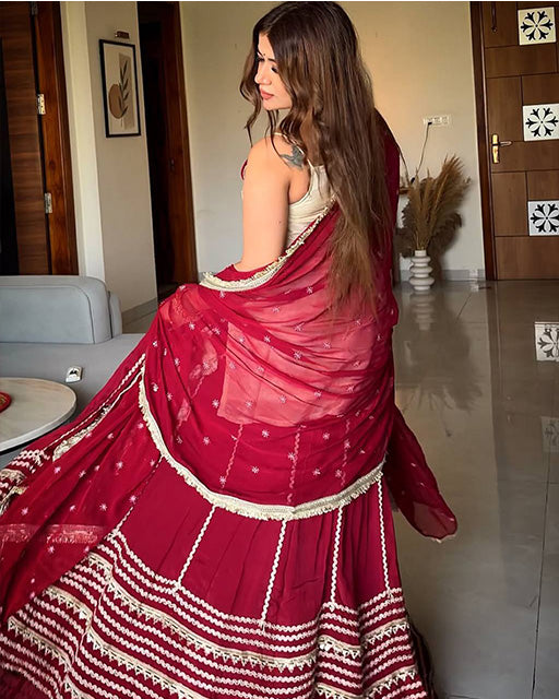 White Color Vichitra Silk Sequence And Embroidered Gharara Suit