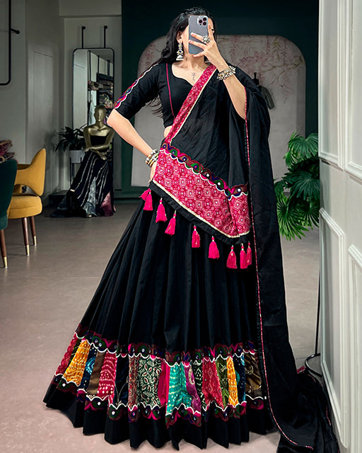 Multi Color Kadi Cotton Navratri Lehenga Choli