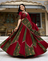 Traditional Maroon Color Rayon Navratri Lehenga Choli