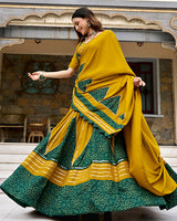 Traditional Yellow Color Rayon Navratri Lehenga Choli