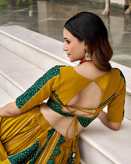 Traditional Yellow Color Rayon Navratri Lehenga Choli