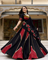 Traditional Black Color Rayon Navratri Lehenga Choli