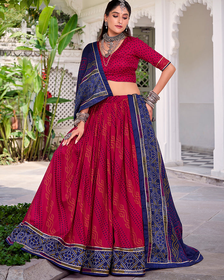 Vibrant Pink Color Tasar Silk Navratri Lehenga Choli