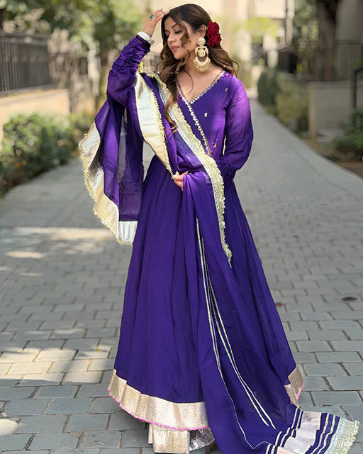 Purple Color Sequence Embroidered Blooming Anarkali Suit