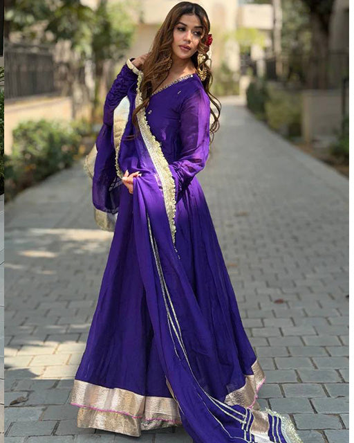 Purple Color Sequence Embroidered Blooming Anarkali Suit