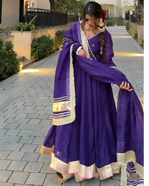 Purple Color Sequence Embroidered Blooming Anarkali Suit