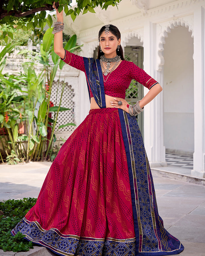 Vibrant Pink Color Tasar Silk Navratri Lehenga Choli