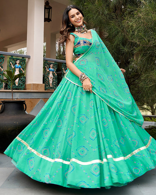 Mint Green Color Lightweight Navratri Lehenga Choli
